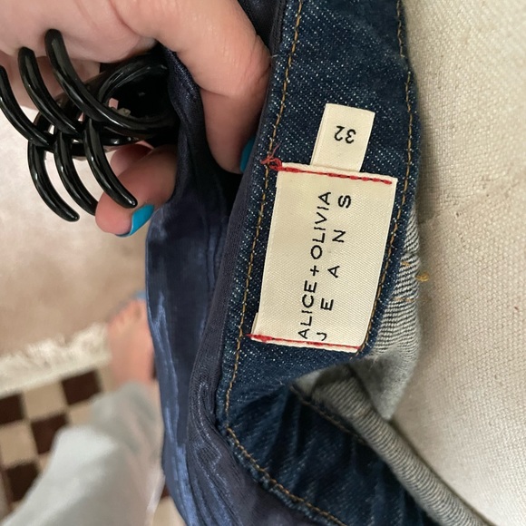 Alice + Olivia Jersey-trimmed Stretch-denim Halterneck Jumpsuit - Mid denim - Picture 11 of 13